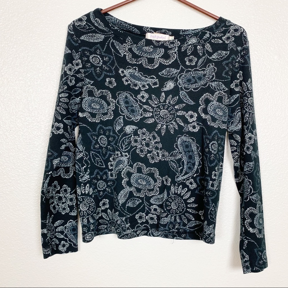 Fresh Produce Blue Patterned Long Sleeve Tee Small